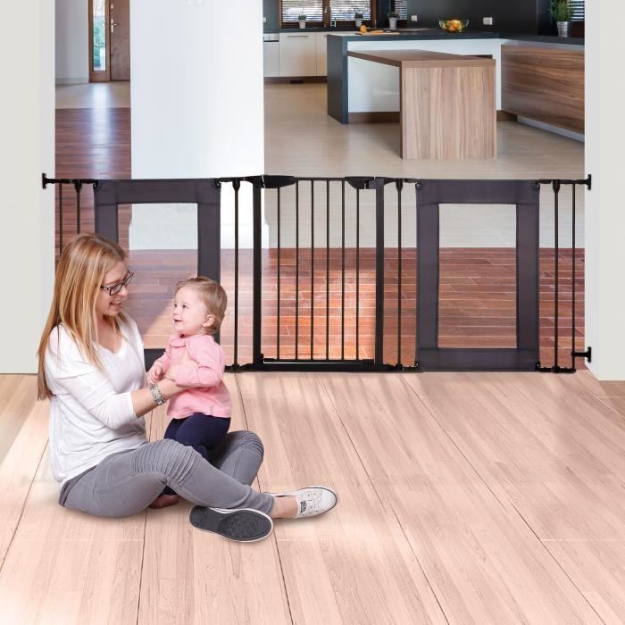 Barriera di sicurezza - DREAMBABY - DENVER - 3 pannelli - 85,5-200 x 74 cm - Bidirezionale - Nera