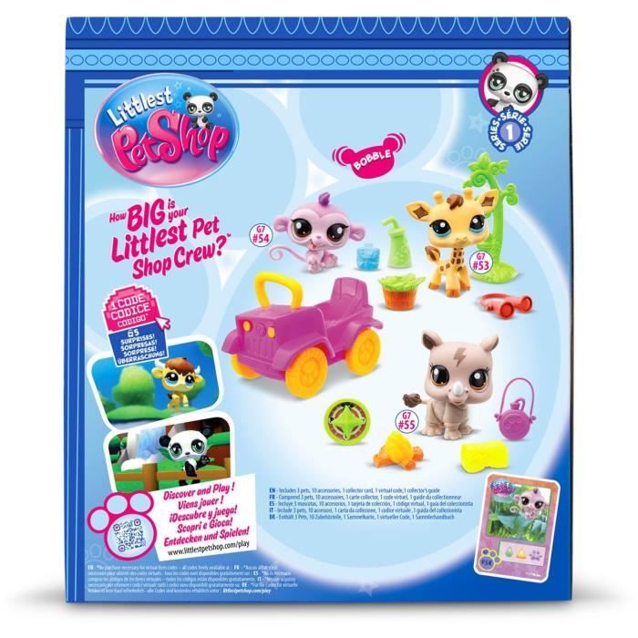 BANDAI - Littlest Pet Shop - Pacchetto Safari - 3 animali e accessori - BF00524
