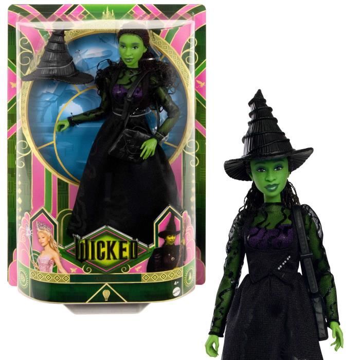 Bambola Mattel-Wicked-Elphaba con accessori e vestiti rimovibili - Wicked - HXT62
