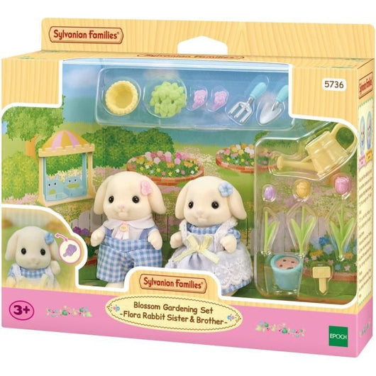 Bambola - SYLVANIAN FAMILIES - Fratello e sorella Coniglio Ariete - Giardinaggio - Articolata - Multicolor