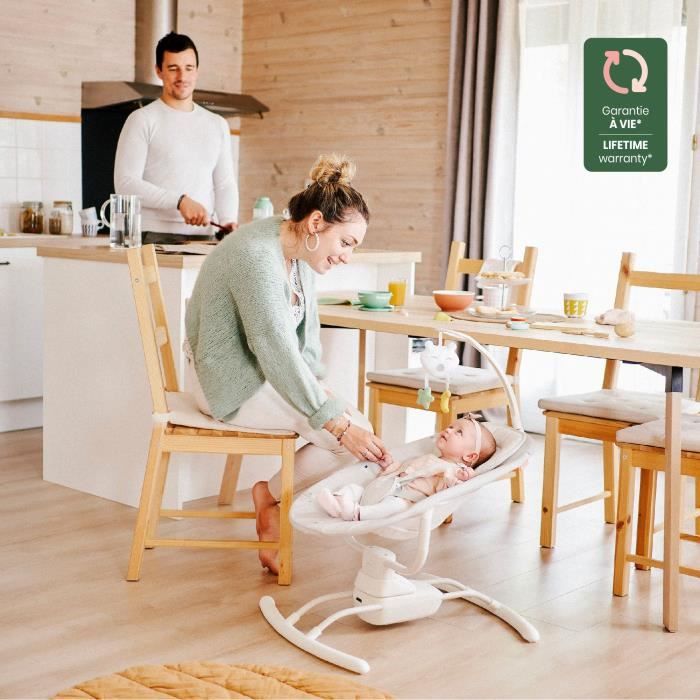 BADABULLE Altalena laterale, ultra comfort, arco gioco regolabile e removibile, colore lichene/verde acqua