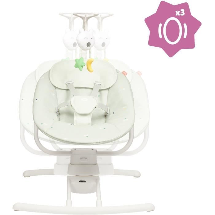 BADABULLE Altalena laterale, ultra comfort, arco gioco regolabile e removibile, colore lichene/verde acqua