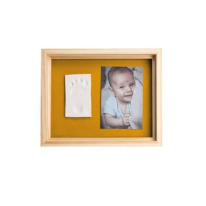 Baby Art Pure Frame - Kit cornice con argilla da modellare e cornice in legno di pino naturale, rullo, pannello posteriore reversibile (Verde/Arancione)