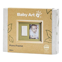 Baby Art Pure Frame - Kit cornice con argilla da modellare e cornice in legno di pino naturale, rullo, pannello posteriore reversibile (Verde/Arancione)