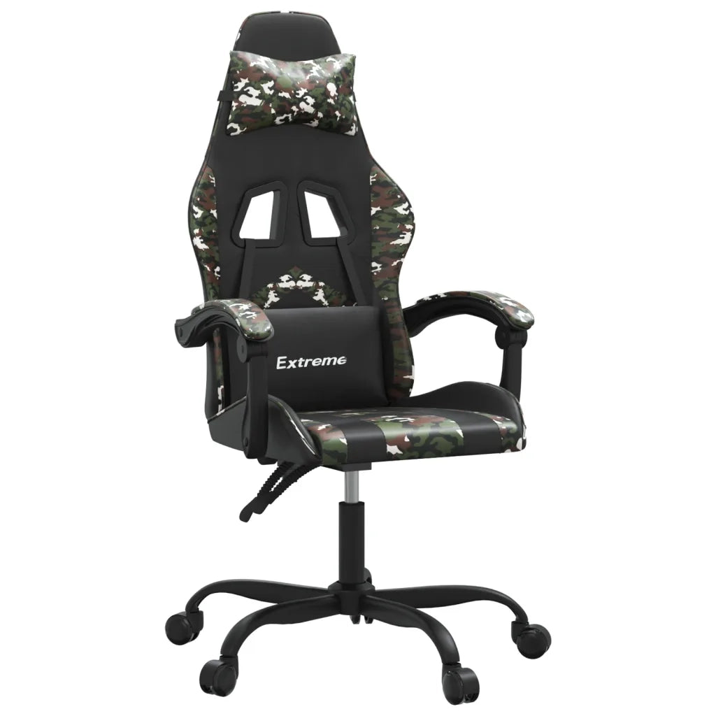 Sedia da Gaming | Sedia da e-sports Girevole Nero e Mimetico in Similpelle
