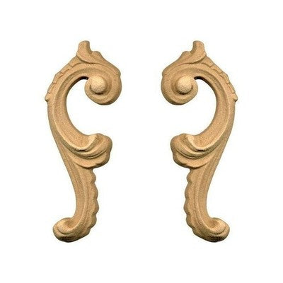 Fregio per Mobili in Pasta di Legno finitura Grezza Dx+Sx 35x92 mm art.03.4860