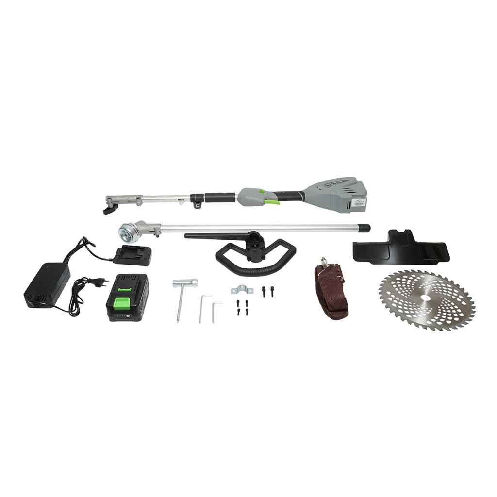 Decespugliatore elettrico multifunzione 1500W, batteria 40V/2Ah, 3 velocità 6000-8000 giri/min, accessori inclusi