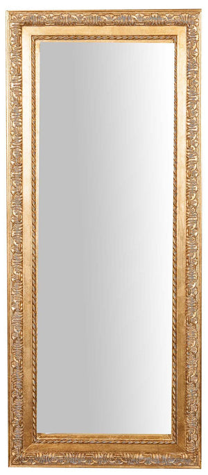 Biscottini Specchio Specchiera da parete e appendere verticale/orizzontale L36xPR4xH83 cm finitura foglia oro anticato.