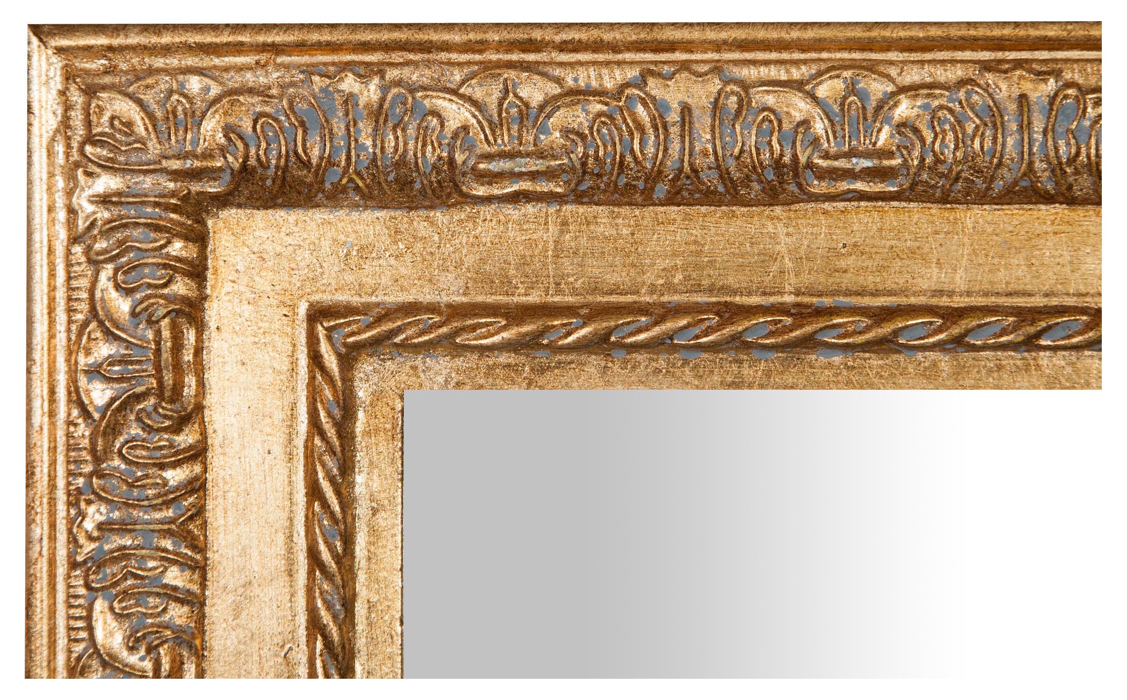 Biscottini Specchio Specchiera da parete e appendere verticale/orizzontale L36xPR4xH83 cm finitura foglia oro anticato.