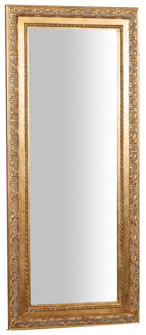Biscottini Specchio Specchiera da parete e appendere verticale/orizzontale L36xPR4xH83 cm finitura foglia oro anticato.