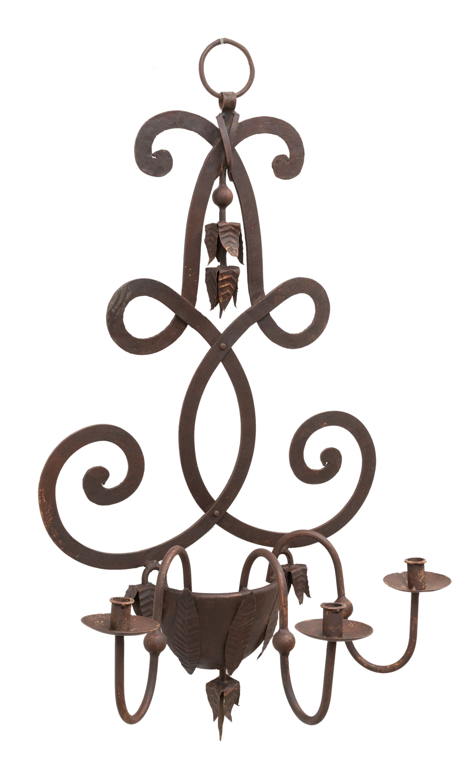 Biscottini CANDELIERE A PIANTANA IN FERRO BATTUTO LAVORATO A MANO dimensioni lunghezza