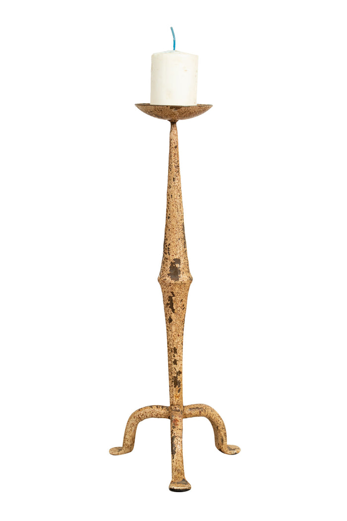 Biscottini CANDELIERE IN FERRO BATTUTO LAVORATO A MANO FINITURA BIANCA ANTICATA Candelabro