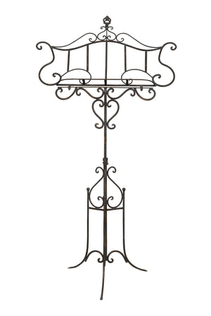 Biscottini Leggio da terra in ferro battuto pieno finitura anticata L85xPR46xH140 cm