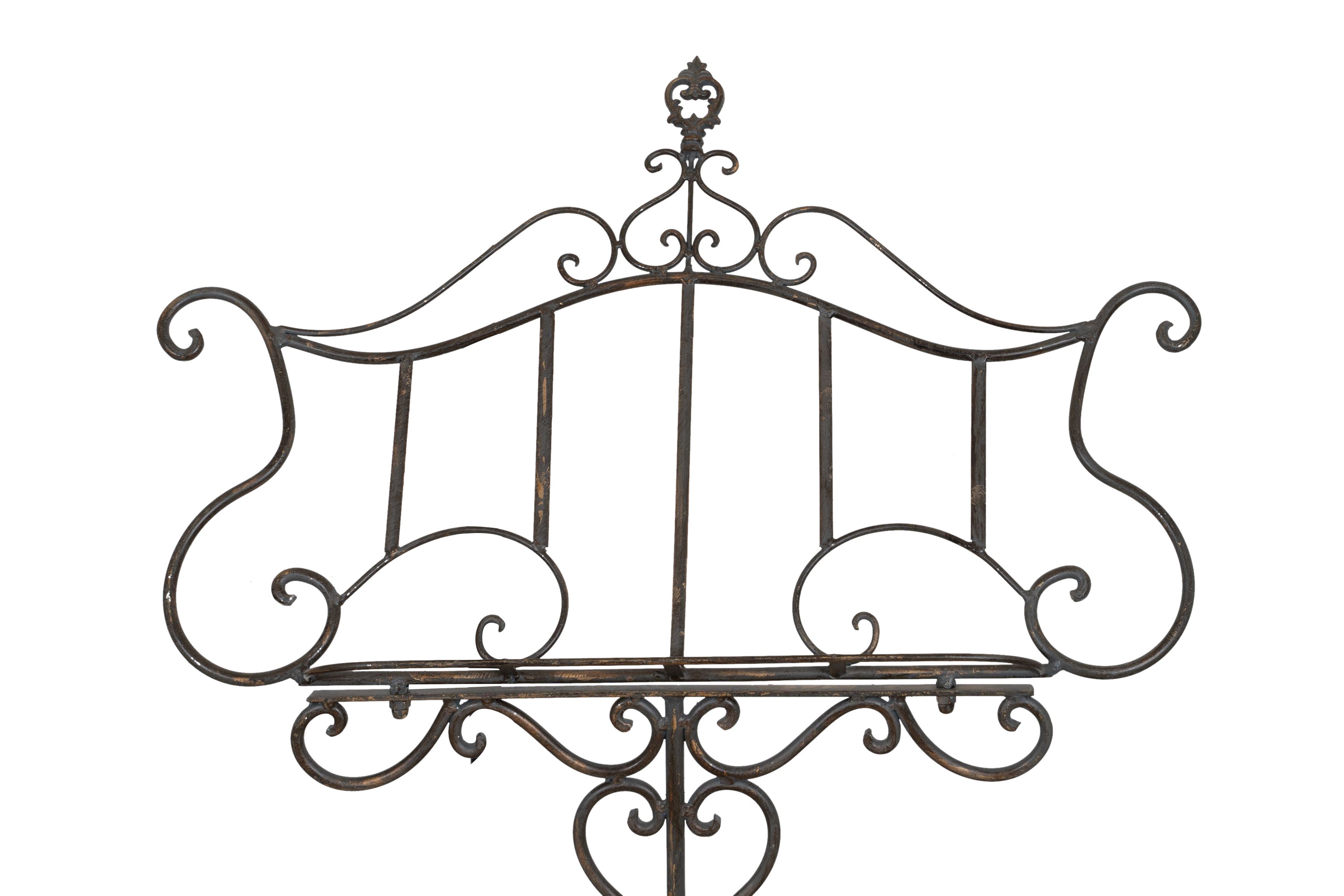 Biscottini Leggio da terra in ferro battuto pieno finitura anticata L85xPR46xH140 cm