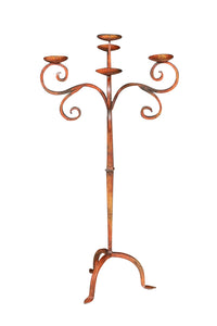 Biscottini Candeliere piantana in ferro battuto lavorato a mano finitura rosso anticato L48XPR48XH95 cm