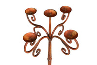 Biscottini Candeliere piantana in ferro battuto lavorato a mano finitura rosso anticato L48XPR48XH95 cm