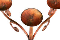 Biscottini Candeliere piantana in ferro battuto lavorato a mano finitura rosso anticato L48XPR48XH95 cm