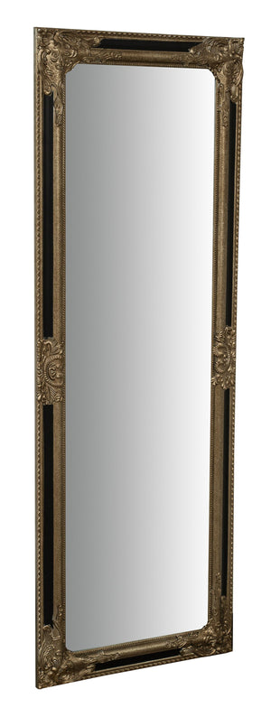 Biscottini Specchio Specchiera Impero da parete e appendere verticale/orizzontale L50xPR4xH140 cm finitura argento e nero anticato