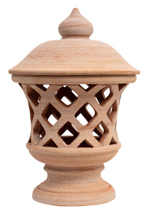 Biscottini Lanterna Terracotta 100% made in Italy interamente lavorata a mano al tornio Porta candele per la casa L30XPR30XH46 CM