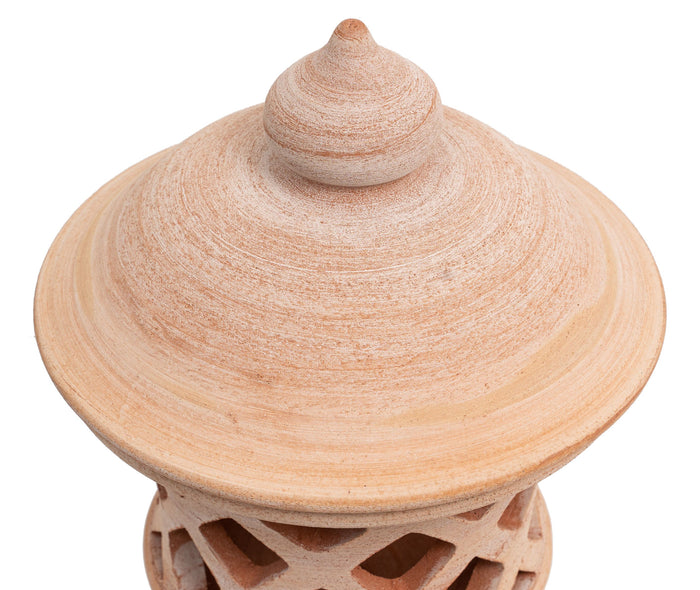 Biscottini Lanterna Terracotta 100% made in Italy interamente lavorata a mano al tornio Porta candele per la casa L30XPR30XH46 CM