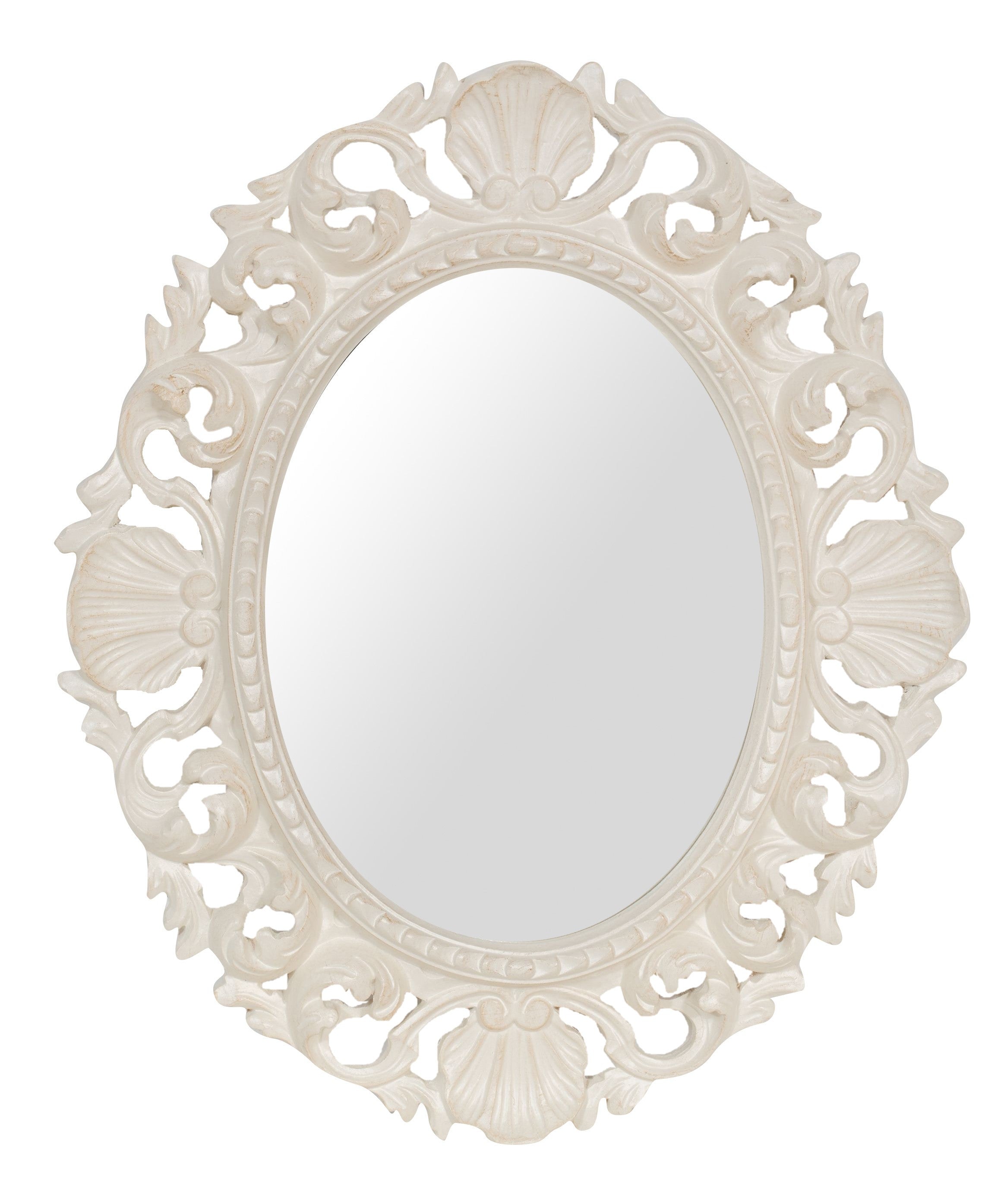 Biscottini SPECCHIERA DA PARETE IN LEGNO FINITURA BIANCA ANTICATA MADE IN ITALY Specchio