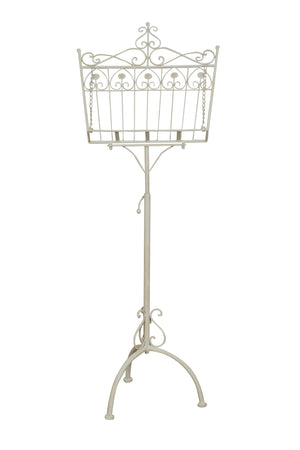 Biscottini Leggio da terra in ferro battuto pieno finitura bianca anticata L46xPR32xH139 cm