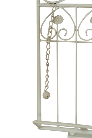 Biscottini Leggio da terra in ferro battuto pieno finitura bianca anticata L46xPR32xH139 cm