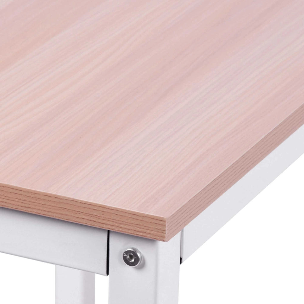 Scrivania angolare a L con ampia superficie, struttura in acciaio, per ufficio domestico e studio, naturale, 150 × 150 × 76 cm