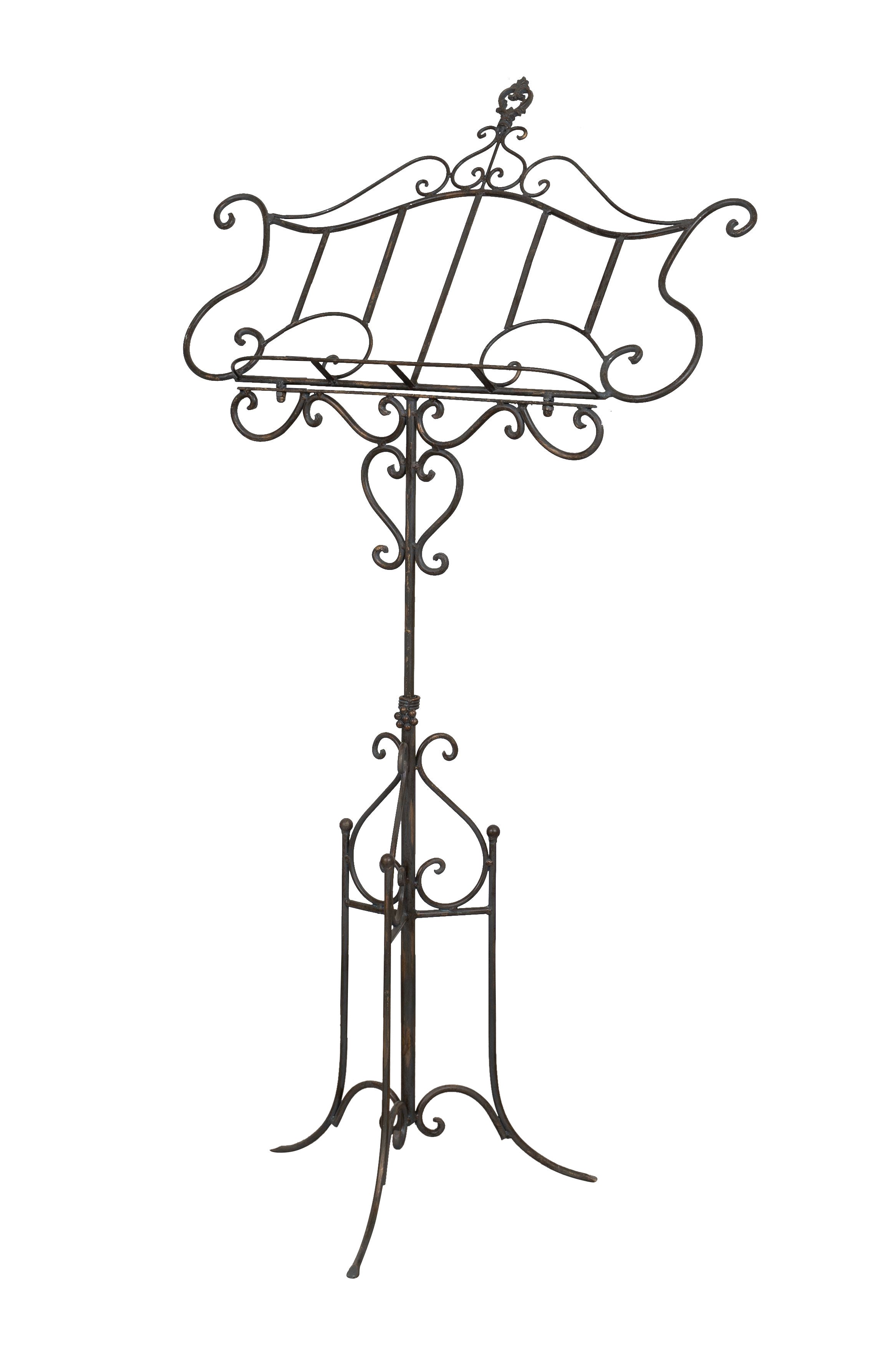 Biscottini Leggio da terra in ferro battuto pieno finitura anticata L85xPR50xH140 cm