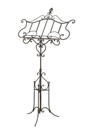 Biscottini Leggio da terra in ferro battuto pieno finitura anticata L85xPR50xH140 cm