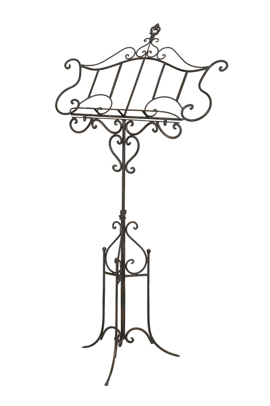 Biscottini Leggio da terra in ferro battuto pieno finitura anticata L85xPR50xH140 cm