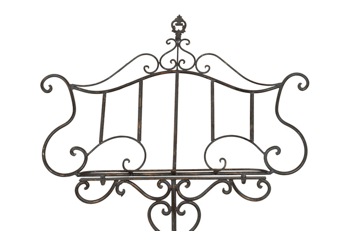 Biscottini Leggio da terra in ferro battuto pieno finitura anticata L85xPR50xH140 cm