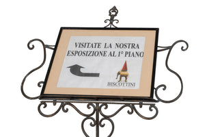 Biscottini Leggio da terra in ferro battuto pieno finitura anticata L85xPR50xH140 cm