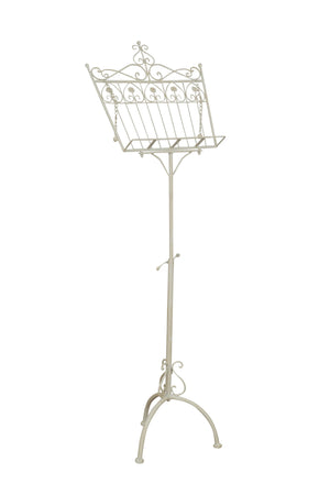 Biscottini Leggio da terra in ferro battuto pieno finitura bianca anticata L46xPR32xH139 cm