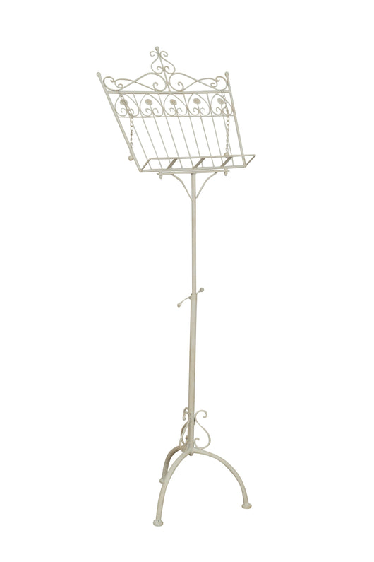 Biscottini Leggio da terra in ferro battuto pieno finitura bianca anticata L46xPR32xH139 cm