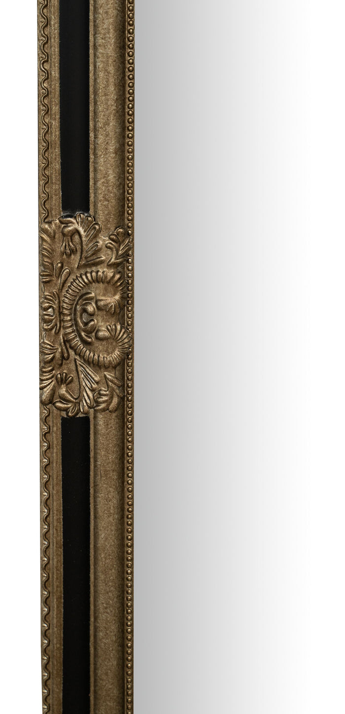 Biscottini Specchio Specchiera Impero da parete e appendere verticale/orizzontale L50xPR4xH140 cm finitura argento e nero anticato