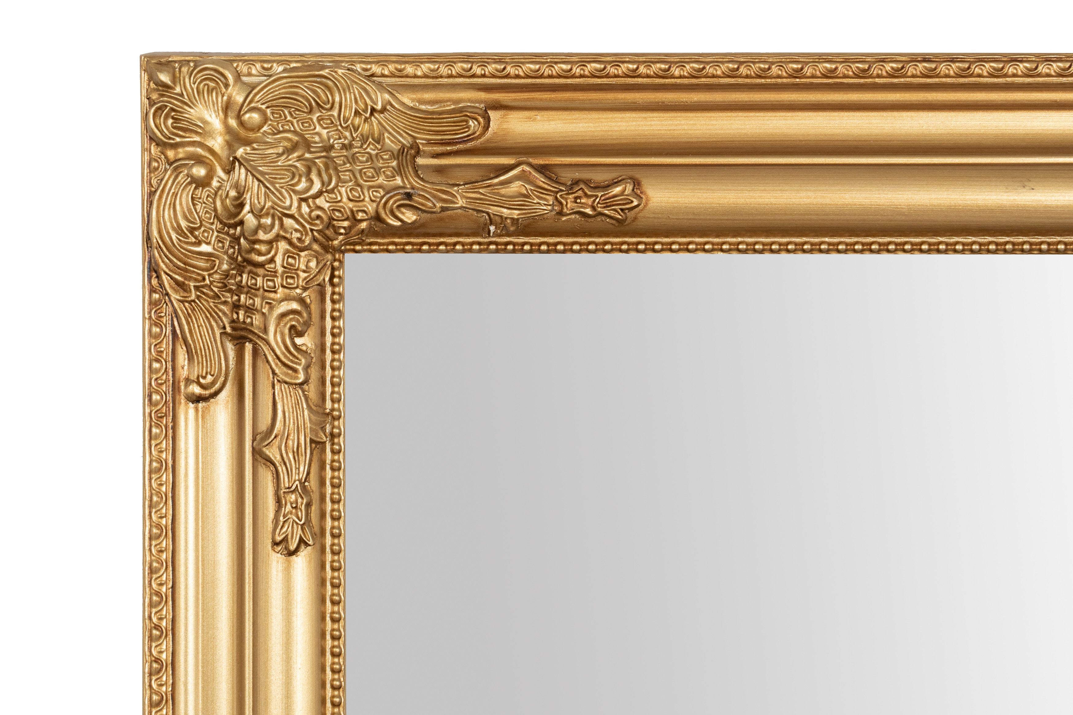 Biscottini Specchio Specchiera da parete e appendere verticale/orizzontale L72xPR4xH180 cm finitura foglia oro anticato.