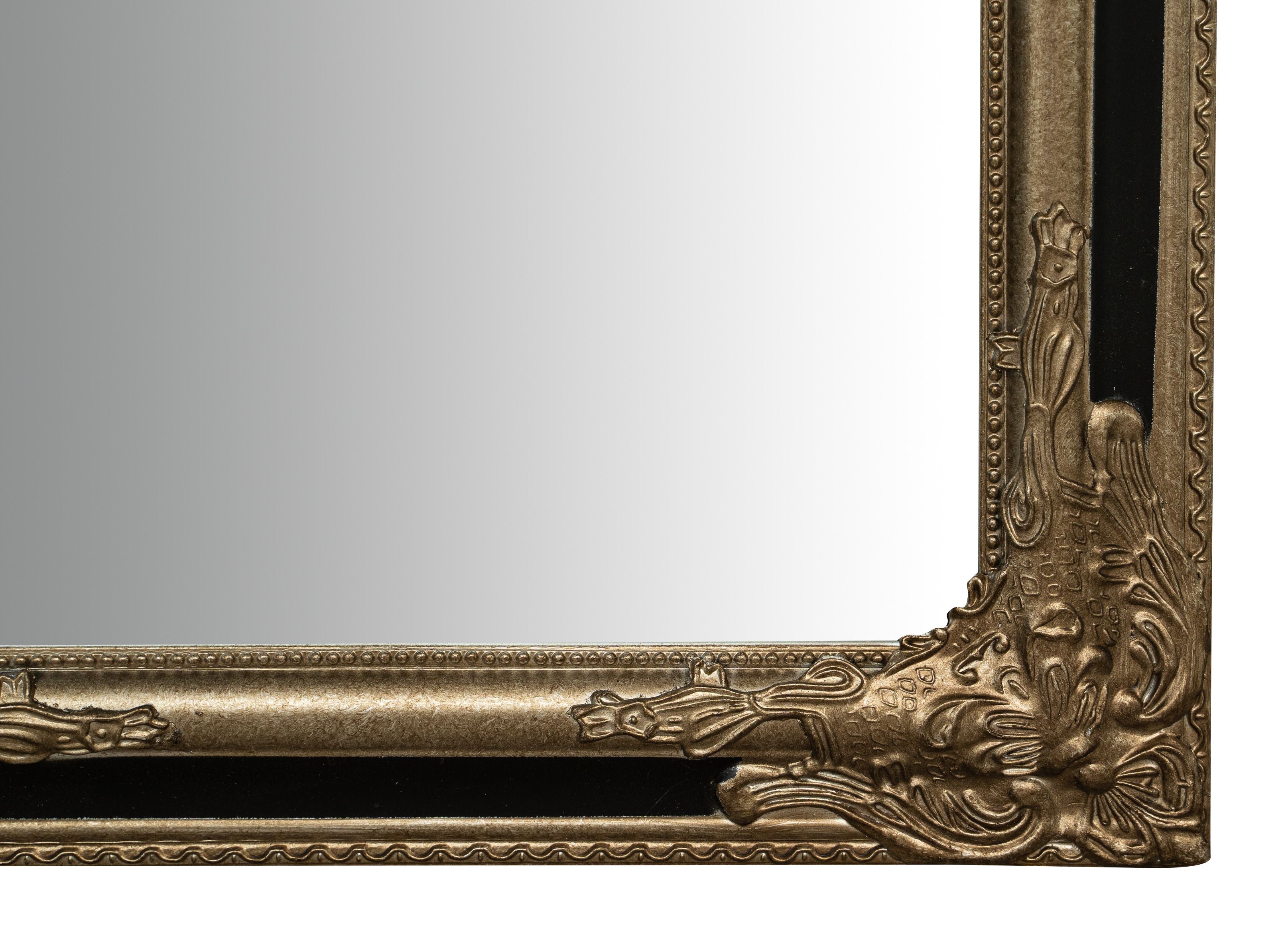 Biscottini Specchio Specchiera Impero da parete e appendere verticale/orizzontale L50xPR4xH140 cm finitura argento e nero anticato