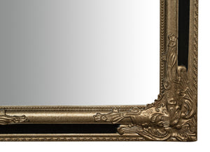 Biscottini Specchio Specchiera Impero da parete e appendere verticale/orizzontale L50xPR4xH140 cm finitura argento e nero anticato