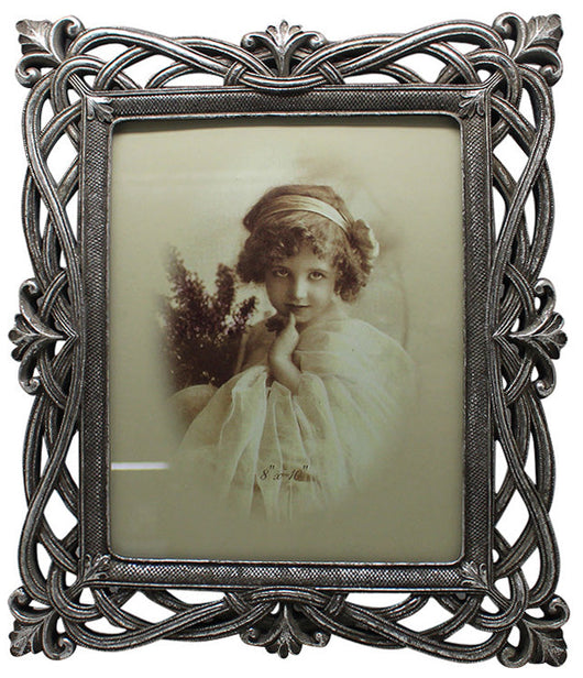 Biscottini Portafoto da appoggio verticale/orizzontale in resina finitura argento anticata L31xPR2xH36 cm