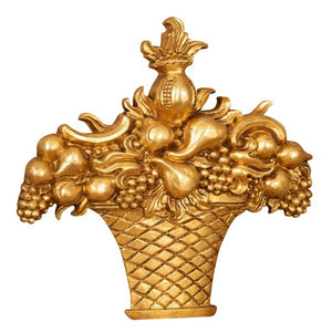 Biscottini FREGIO CESTO FRUTTA IN LEGNO FINITURA FOGLIA ORO ANTICATO MADE IN ITALY