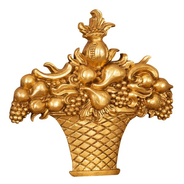 Biscottini FREGIO CESTO FRUTTA IN LEGNO FINITURA FOGLIA ORO ANTICATO MADE IN ITALY