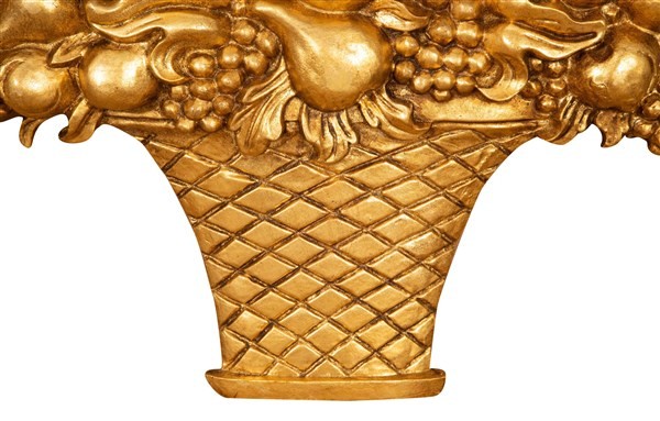 Biscottini FREGIO CESTO FRUTTA IN LEGNO FINITURA FOGLIA ORO ANTICATO MADE IN ITALY