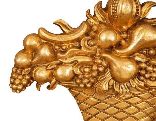 Biscottini FREGIO CESTO FRUTTA IN LEGNO FINITURA FOGLIA ORO ANTICATO MADE IN ITALY