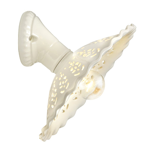 MERLETTO Applique da Parete in Ceramica Traforata Ø30 con Base Obliqua