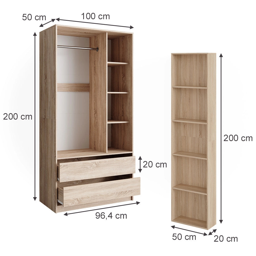 Armadio Elmo Sonoma 50 x 200 cm Set di 2 Vicco