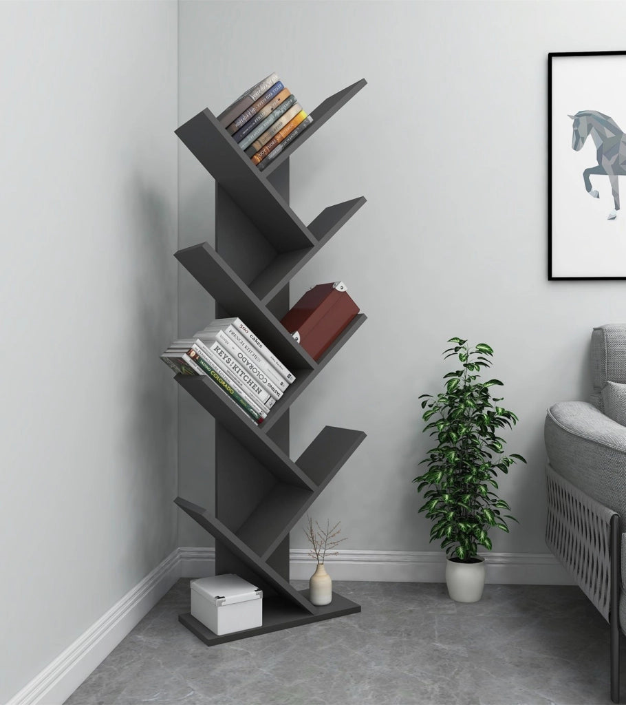 Libreria in legno "Hitit" - 46 x 22 x 128 cm - Grigio antracite
