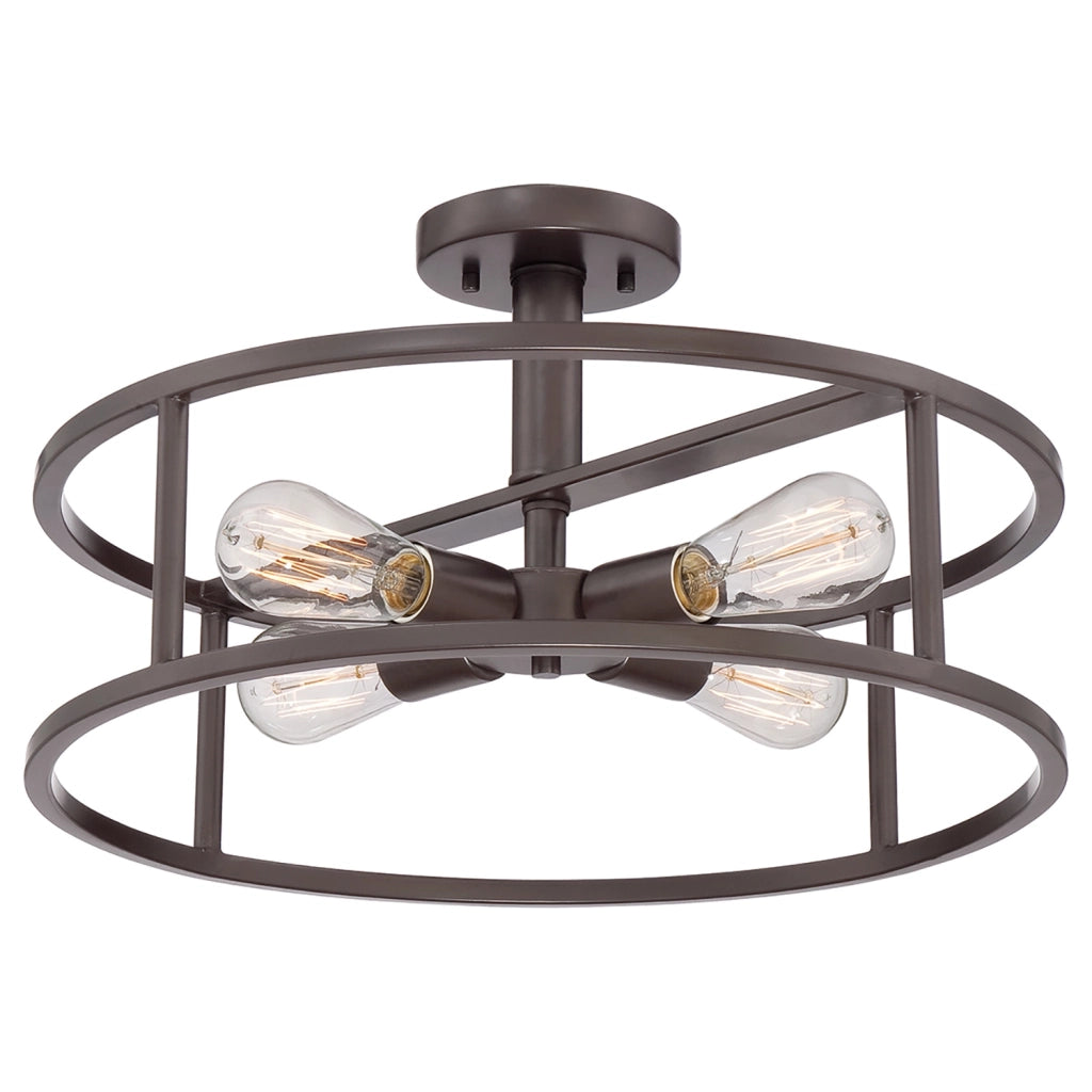 Lampada a Soffitto Industrial Nordico New Harbor Acciaio Bronzo Western 4 Luci E27