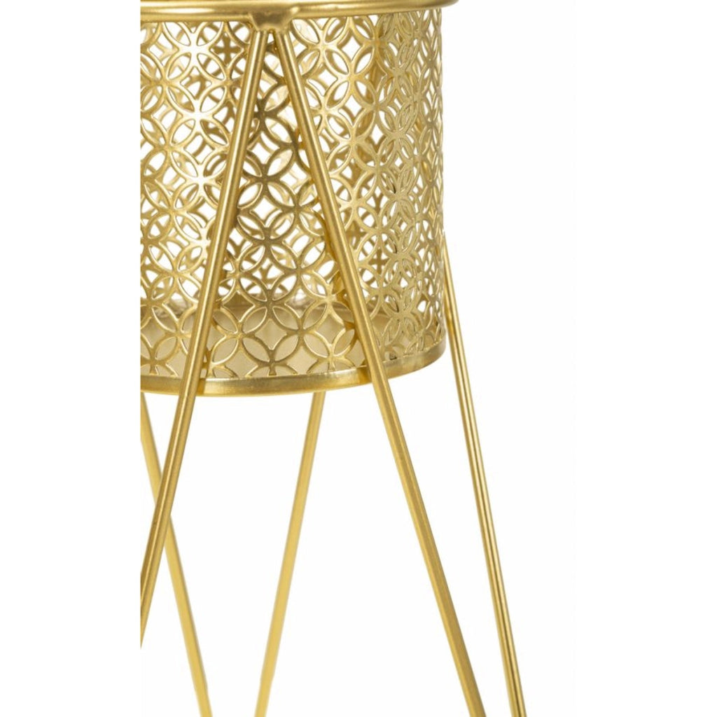 Set di 2 Vasi per Piante VKH405, Oro, Metallo, 21x20x46 cm