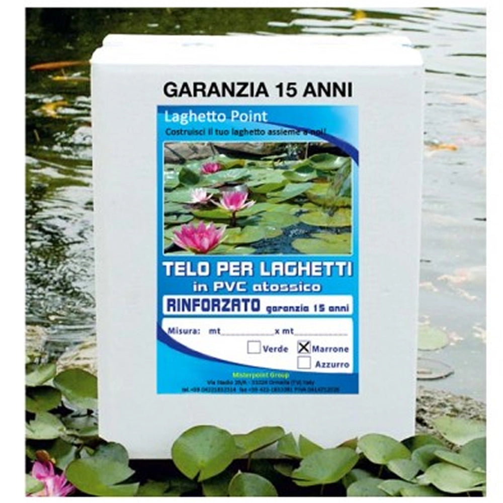 Telo per laghetto rinforzato in pvc marrone 4,00 x 5,00 metri